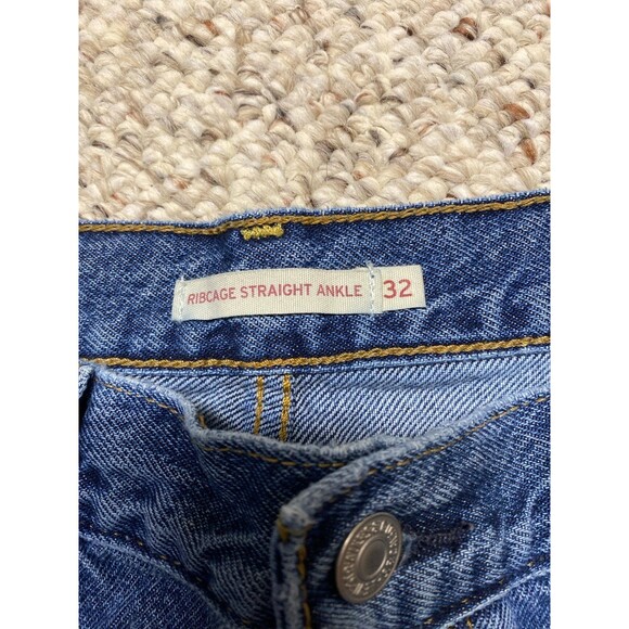 32 Levi's 90s High-Rise Buttonfly Ribcage Straight Ankle Crop Distressed - Picture 7 of 8